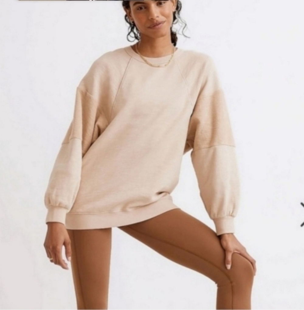 Madewell MWL Oversized Raglan Beige Women's Crew Sweatshirt Size XL